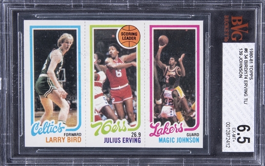 1980-81 Topps Scoring Leader Larry Bird/Julius Erving/Magic Johnson Rookie Card – BGS EX-MT+ 6.5